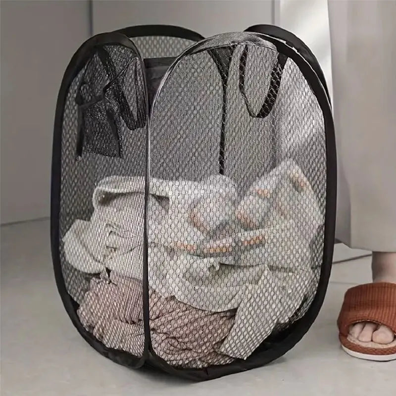 LuxeFold Mesh Laundry Basket